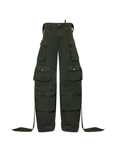 Attico Fern Low-rise Cargo Pants In Ivy Green