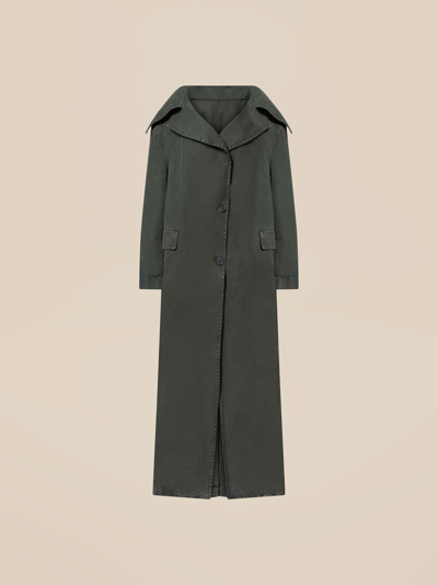 Attico Large-collar Button-fastening Coat In Ivy Green