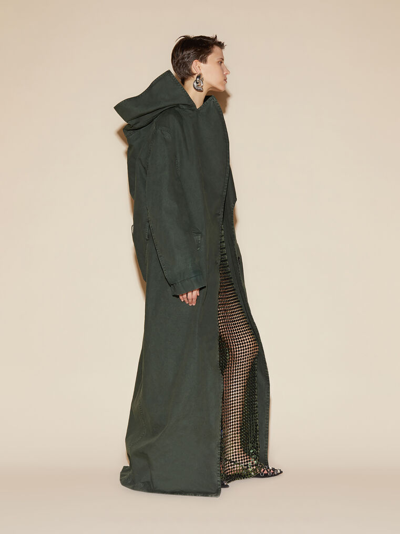 Attico Large-collar Button-fastening Coat In Ivy Green