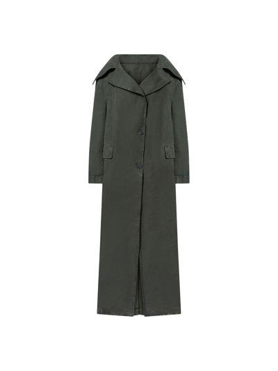 Attico Large-collar Button-fastening Coat In Ivy Green