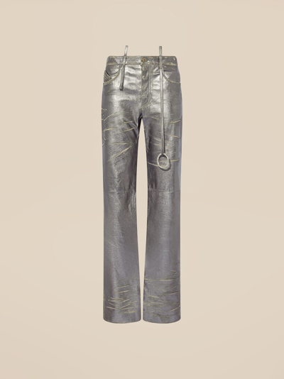 Attico Straight Casual Pants In Silver