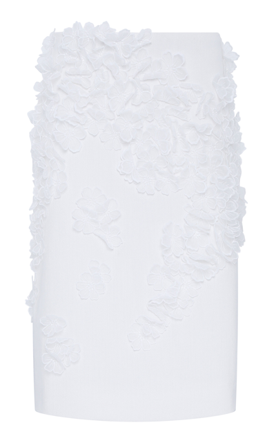 Shop Des_phemmes Low-rise Floral-embroidered Cotton Midi Skirt In White