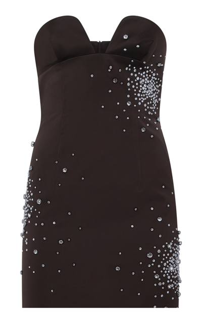 Shop Des_phemmes Crystal-embellished Bustier Mini Dress In Brown