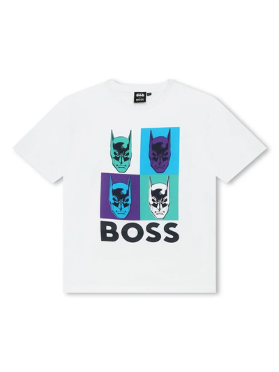Shop Hugo Boss X Batman T-shirt Bianca In Jersey Di Cotone Bambino In Bianco