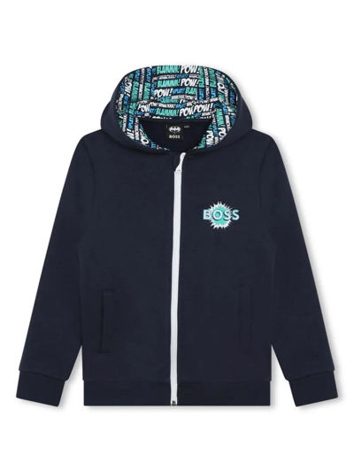 Shop Hugo Boss X Batman Felpa Blu Navy In Misto Cotone Con Cappuccio Bambino