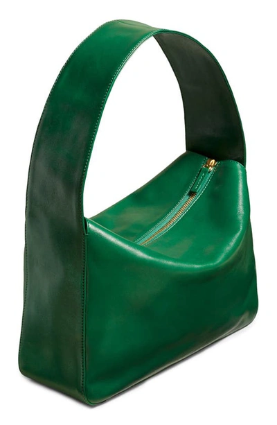 Shop Khaite Elena Leather Shoulder Bag In Forest Green