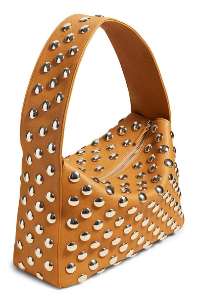 Shop Khaite Elena Stud Detail Shoulder Bag In Nougat