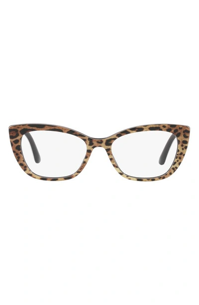 Shop Dolce & Gabbana 54mm Cat Eye Optical Glasses In Black Brown