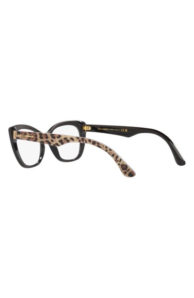 Shop Dolce & Gabbana 54mm Cat Eye Optical Glasses In Black Brown