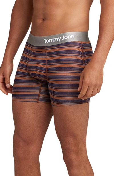 Shop Tommy John 4-inch Cool Cotton Boxer Briefs In Cappuccino Tabloid Stripe