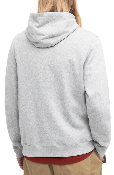 Shop Barbour X Maison Kitsuné Logo Graphic Cotton Fleece Hoodie In Grey Marl