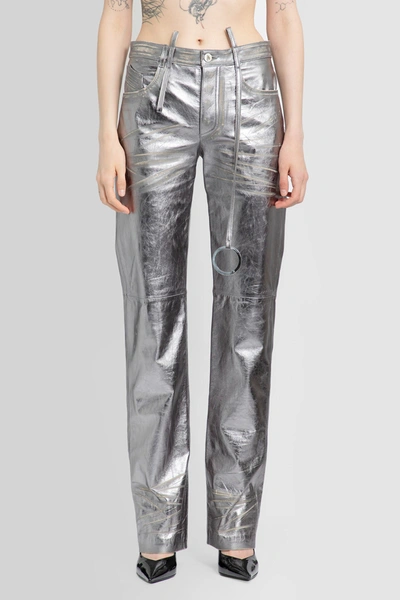 Shop Attico Woman Silver Trousers
