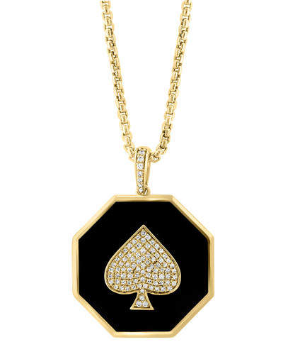 Shop Effy Collection Effy Men's Diamond (1/3 Ct. T.w.) & Enamel Spade 22" Pendant Necklace In 14k Gold In Yellow Gold