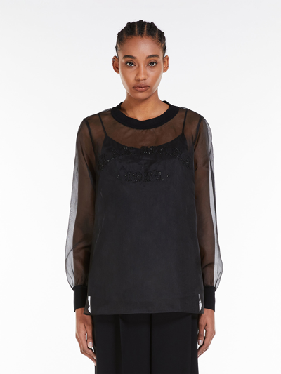 Shop Max Mara Blusa In Organza Di Seta In Black