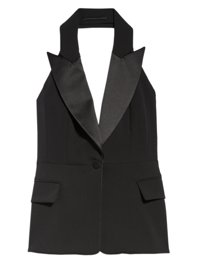 Shop Max Mara Gilet Tuxedo In Lana In Black