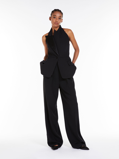 Shop Max Mara Gilet Tuxedo In Lana In Black