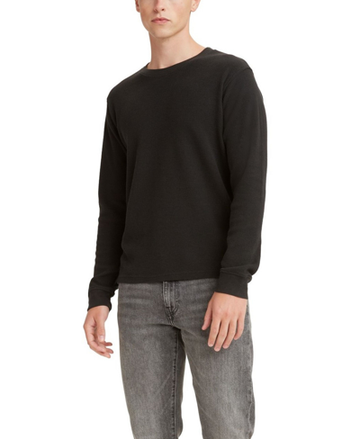 Shop Levi's Men's Waffle Knit Thermal Long Sleeve T-shirt In Mineral Black