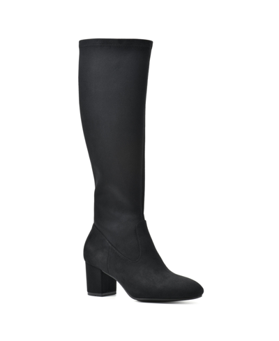 Shop White Mountain Women's Freesia Regular Calf Knee High Boots In Black Fabric