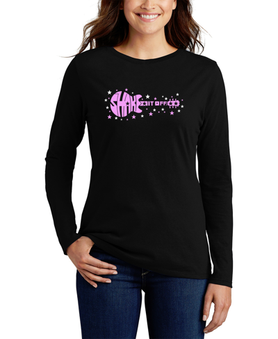 Shop La Pop Art Women's Shake It Off Word Art Long Sleeve T-shirt In Black