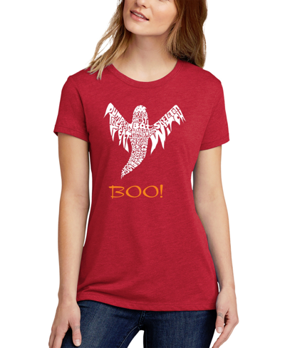 Shop La Pop Art Women's Halloween Ghost Premium Blend Word Art Short Sleeve T-shirt In Red