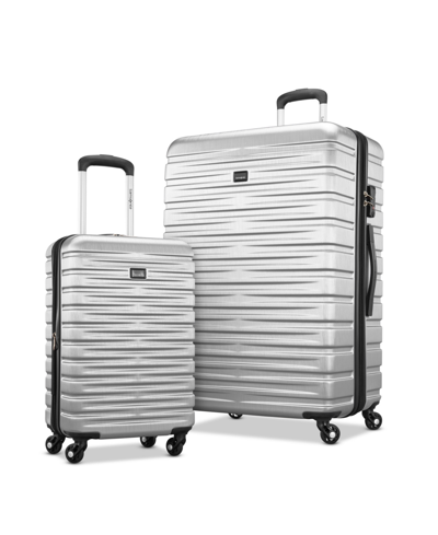 Shop Samsonite Uptempo X Hardside 2 Piece Carry-on And Large Spinner Set In Brushed Silver