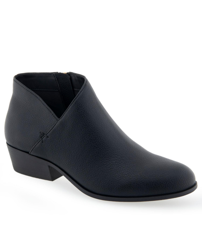 Shop Aerosoles Cayu Boot-ankle Boot In Black - Faux Leather