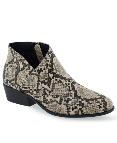 Shop Aerosoles Cayu Boot-ankle Boot In Natural Printed Snake - Faux Leather