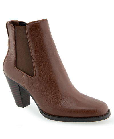 Shop Aerosoles Lido Boot-midcalf Boot-high Heel In Mocha Leather