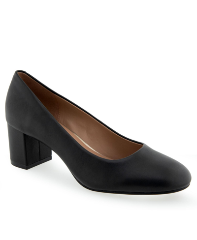 Shop Aerosoles Ebel Dress-pump-mid Heel In Black Leather