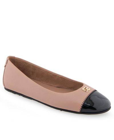 Shop Aerosoles Piper Casual-ballet-wedge In Blush Leather