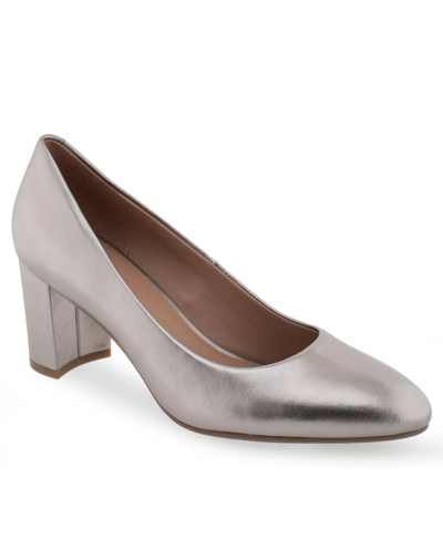 Shop Aerosoles Betsy Dress-pump-high In Champagne Leather