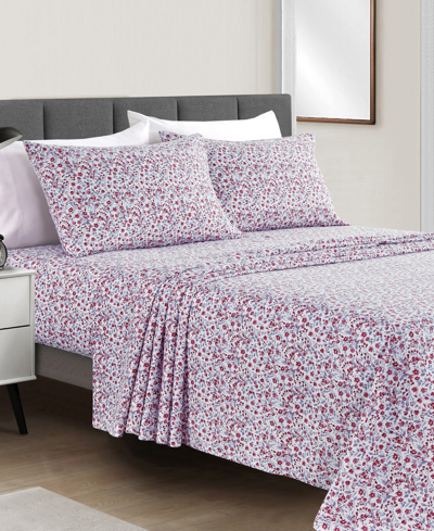 Sunham Microfiber Easy Care Printed 4-pc. Sheet Set, Queen In Pink Floral