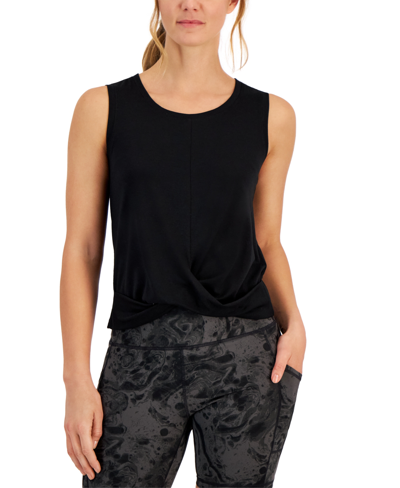 Shop Id Ideology Women's Scoop-neck Sleeveless Knot-front T-shirt, Created For Macy's In Black
