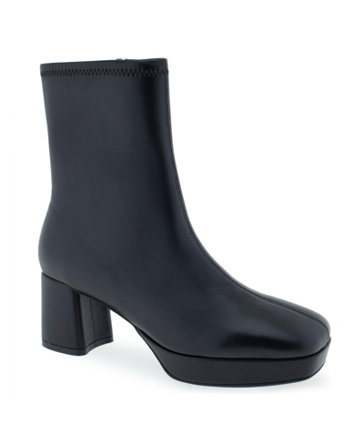 Shop Aerosoles Sussex Boot-midcalf Boot-platform-high In Black - Faux Leather