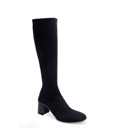 Shop Aerosoles Centola Boot-dress Boot-tall-mid Heel In Black Stretch