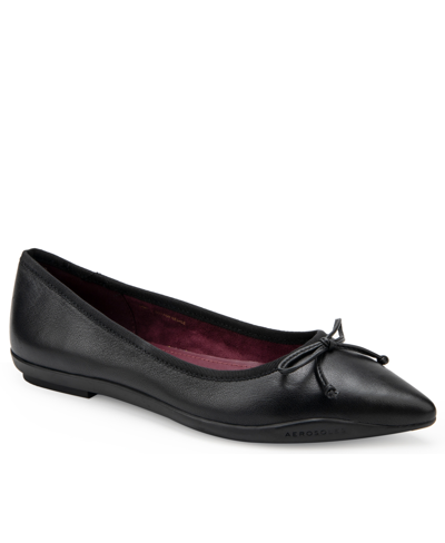 Shop Aerosoles Dumas Dress-flat In Black Leather