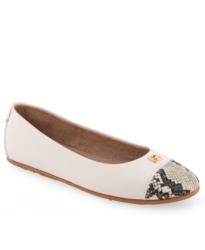 Shop Aerosoles Piper Casual-ballet-wedge In Eggnog Leather