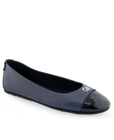 Shop Aerosoles Piper Casual-ballet-wedge In Navy Leather