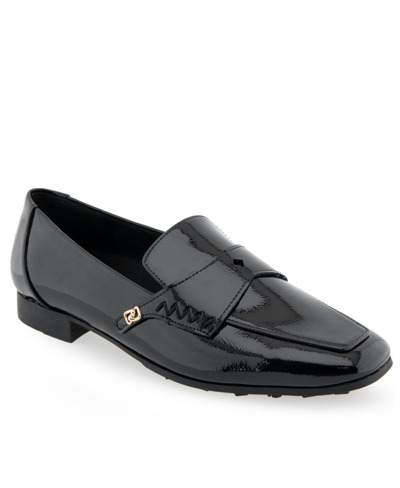Shop Aerosoles Praia Tailored-loafer In Black - Faux Leather