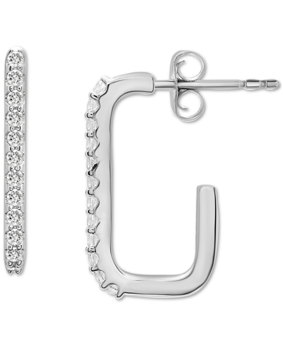 Wrapped Diamond Squared Open Hoop Earrings (1/6 Ct. T.w.) In 14k White Gold, Created For Macy's In White Gold