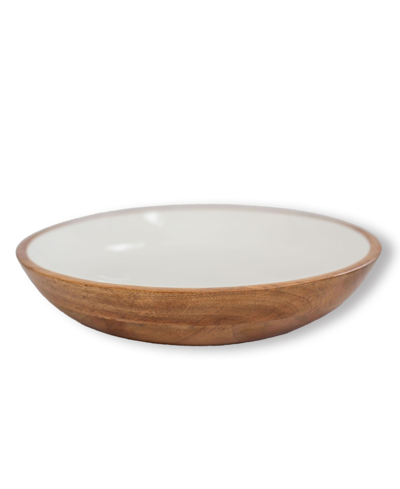 Shop Jeanne Fitz Wood Plus Collection Mango Wood Serving Bowl, Large In Brown And White