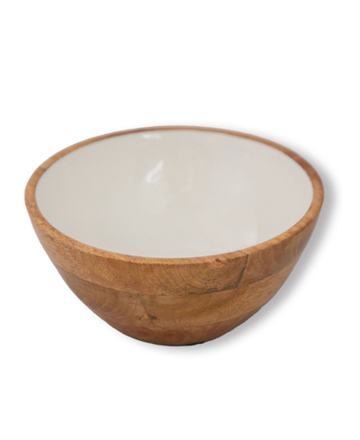 Shop Jeanne Fitz Wood Plus Collection Mango Wood Serving Bowl, Medium In Brown And White