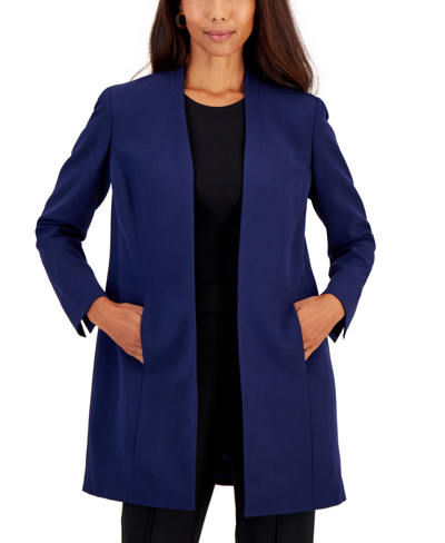 Shop Kasper Open-front Topper Jacket In  Navy