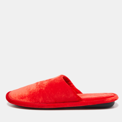 Pre-owned Balenciaga Red Velvet Flat Mules Size 43