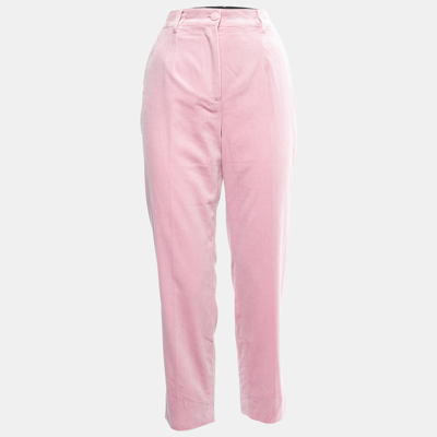 Pre-owned Dolce & Gabbana Pink Velvet Tapered Trousers M