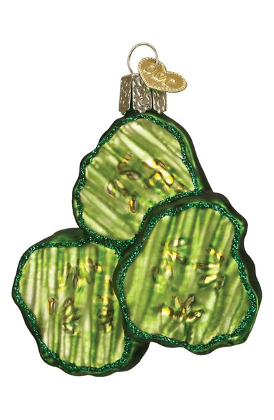 Old World Christmas Pickle Chips Glass Ornament In Green