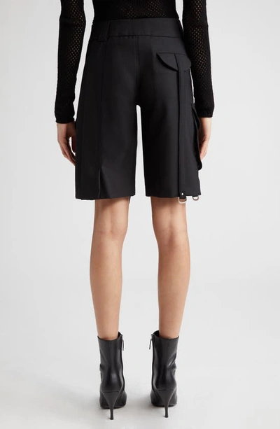 Shop Off-white Pleated Stretch Virgin Wool Cargo Shorts In Black