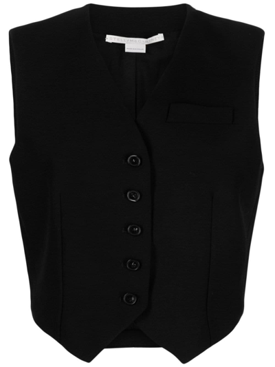 Shop Stella Mccartney Wool Cropped Vest In Black