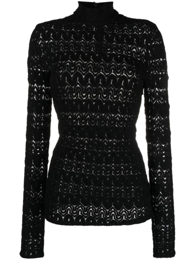 Shop Missoni Viscose Turtleneck Sweater In Black