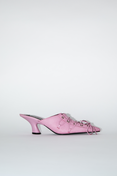 Shop Acne Studios Lace-up Heel Mules In Pink